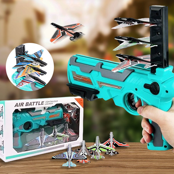 Toyland® – Pistolet Lanceur D'avions En Mousse – 1 Pistolet + 3 Planeurs – Jeux Extérieur Jardin