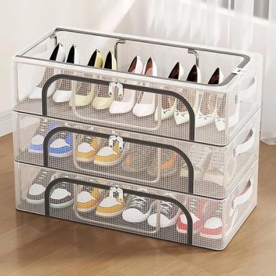 Boîte de rangement à chaussures empilable transparente | DURASTOR