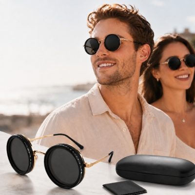 Lunettes de soleil réglables – 9 niveaux de teinte, UV400, monture en titane | TINGLAS