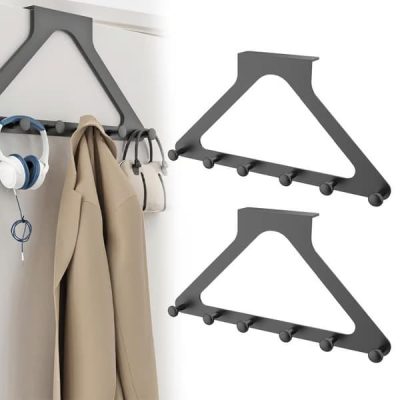 Crochets de rangement à suspendre sur porte - lot de 2, 6 crochets, sans perçage | TRIHANG